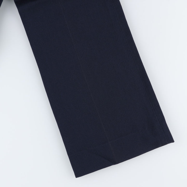 ~1990'S Wool Slacks Pants, Flared Pants, Women's Size L (W28 equivalent), Vintage wool navy blue type Vintage Second Hand