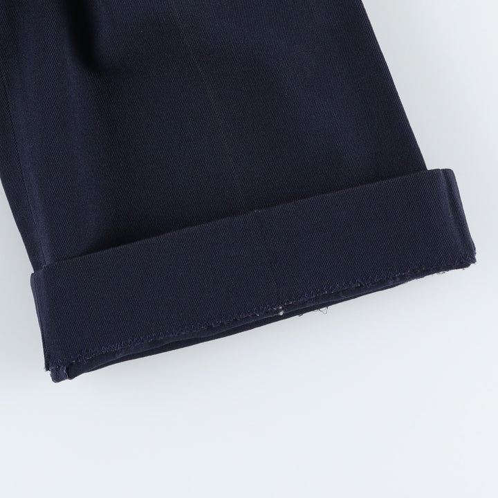 ~1990'S Wool Slacks Pants, Flared Pants, Women's Size L (W28 equivalent), Vintage wool navy blue type Vintage Second Hand