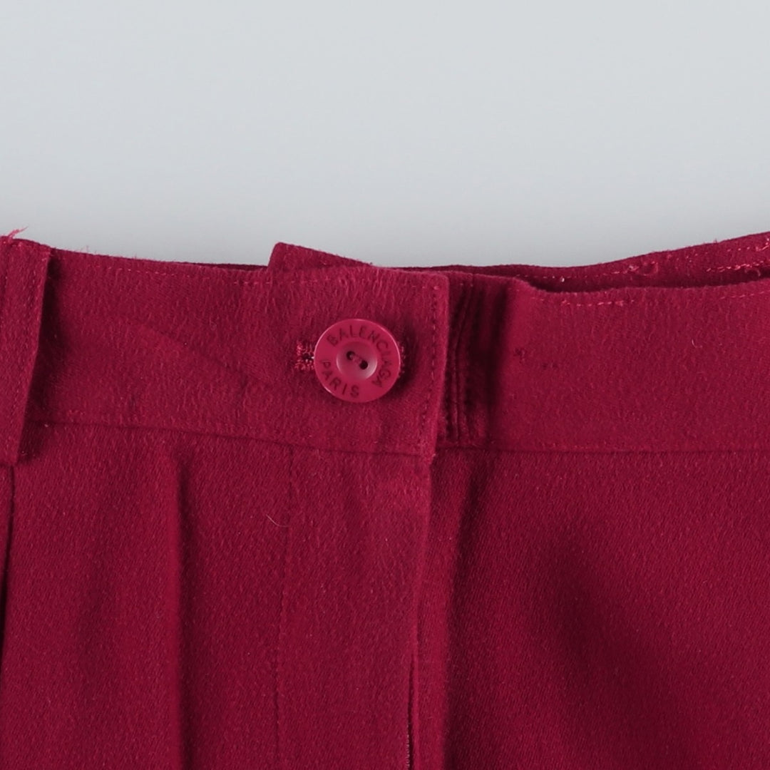 Balenciaga BALENCIAGA PARIS Two-Pleat Slacks Pants Women's XL (W31 equivalent) polyester wine-red Vintage Second Hand