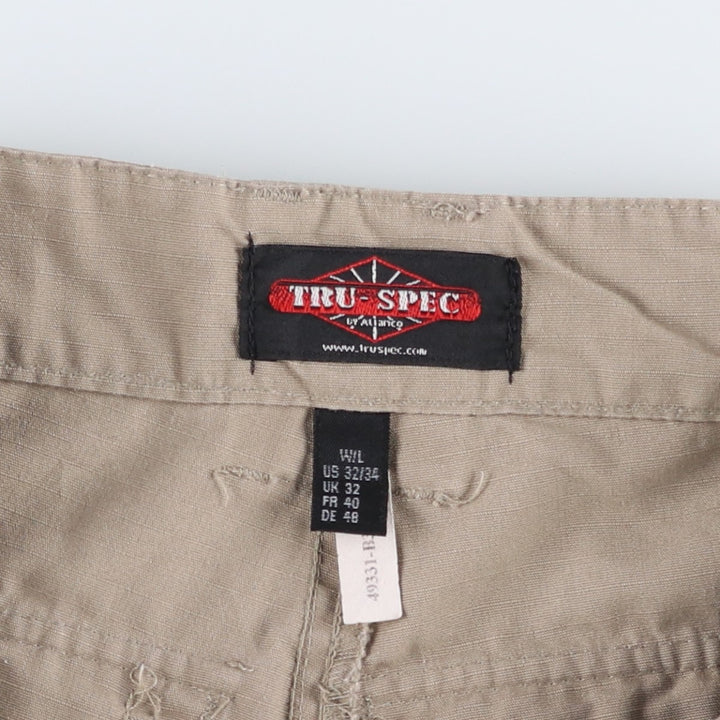 TRU-SPEC Ripstop Military Cargo Pants, Women's XL (equivalent to W32) polyester Khaki type beige Vintage Second Hand