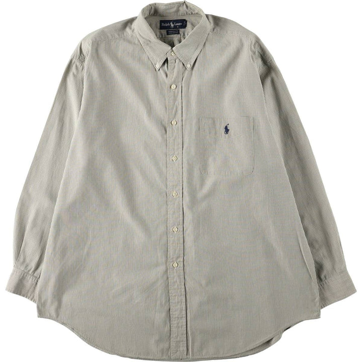Ralph Lauren YARMOUTH Long Sleeve Button Down Check Shirt Men's XL cotton green type Vintage Second Hand
