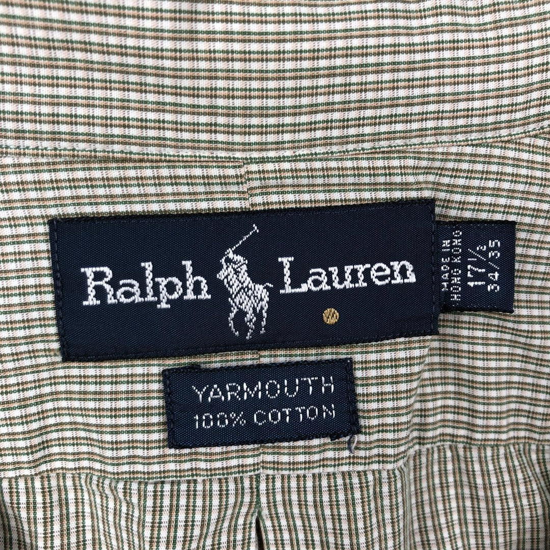 Ralph Lauren YARMOUTH Long Sleeve Button Down Check Shirt Men's XL cotton green type Vintage Second Hand
