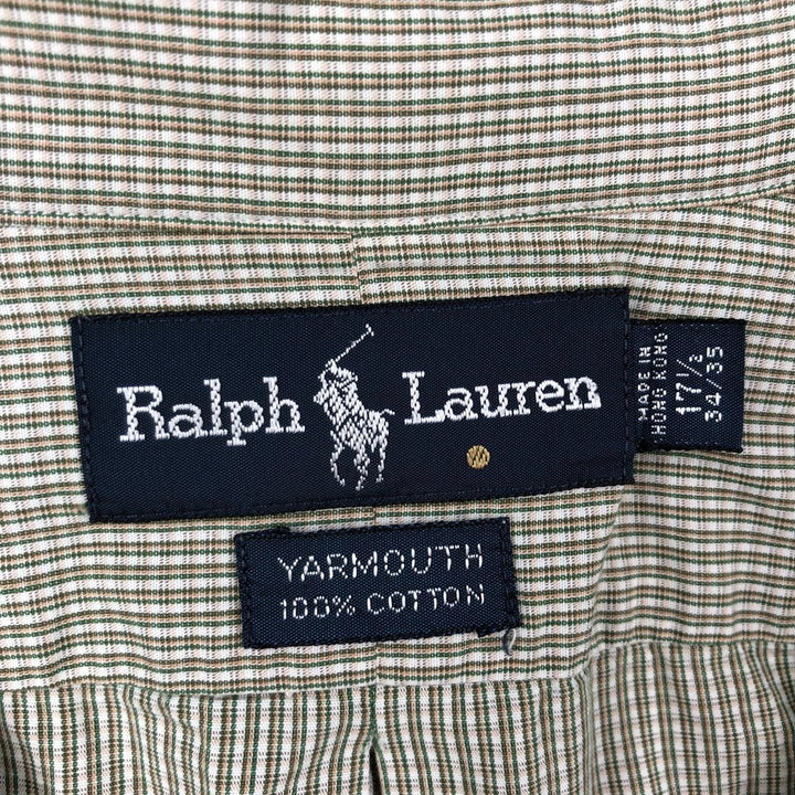 Ralph Lauren YARMOUTH Long Sleeve Button Down Check Shirt Men's XL cotton green type Vintage Second Hand