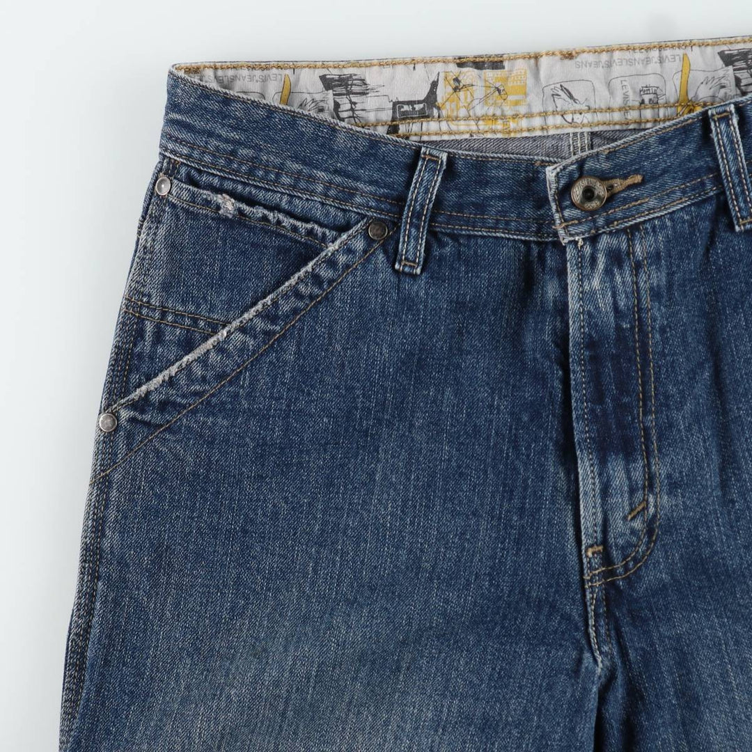 2000'S Levi's denim painter shorts, women's size XL (equivalent to W32). cotton blue type Vintage Second Hand