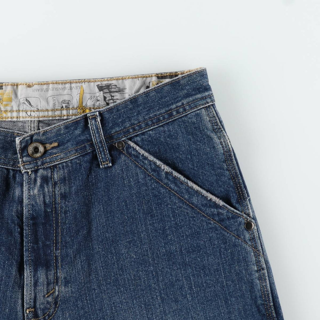 2000'S Levi's denim painter shorts, women's size XL (equivalent to W32). cotton blue type Vintage Second Hand