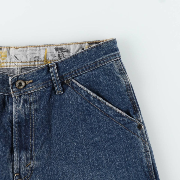 2000'S Levi's denim painter shorts, women's size XL (equivalent to W32). cotton blue type Vintage Second Hand