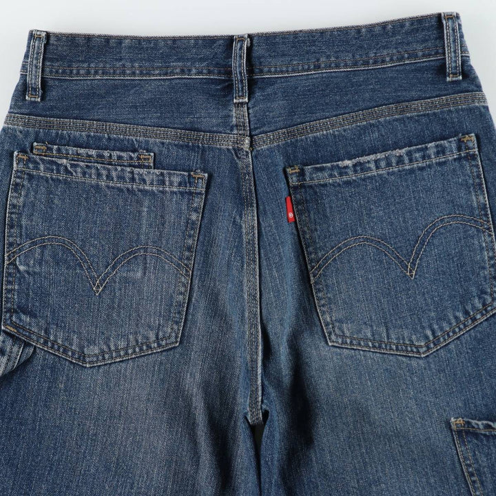 2000'S Levi's denim painter shorts, women's size XL (equivalent to W32). cotton blue type Vintage Second Hand
