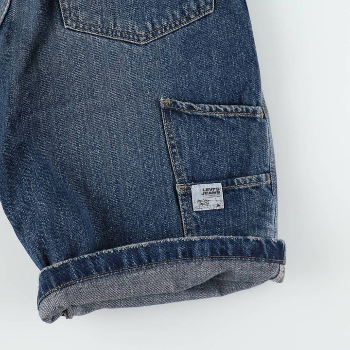 2000'S Levi's denim painter shorts, women's size XL (equivalent to W32). cotton blue type Vintage Second Hand