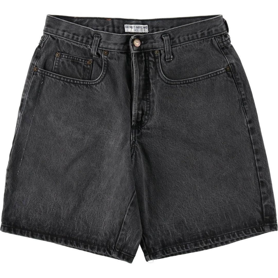 80s-90'S Guess by Georges Marciano denim shorts, made in the USA, women's size XL (equivalent to W31), vintage. cotton black type Vintage Second Hand