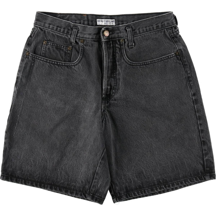 80s-90'S Guess by Georges Marciano denim shorts, made in the USA, women's size XL (equivalent to W31), vintage. cotton black type Vintage Second Hand