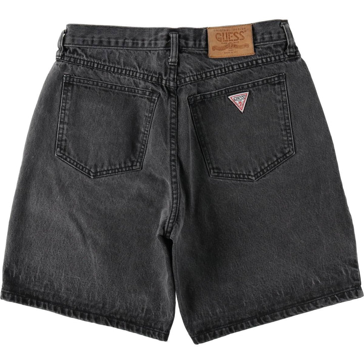 80s-90'S Guess by Georges Marciano denim shorts, made in the USA, women's size XL (equivalent to W31), vintage. cotton black type Vintage Second Hand