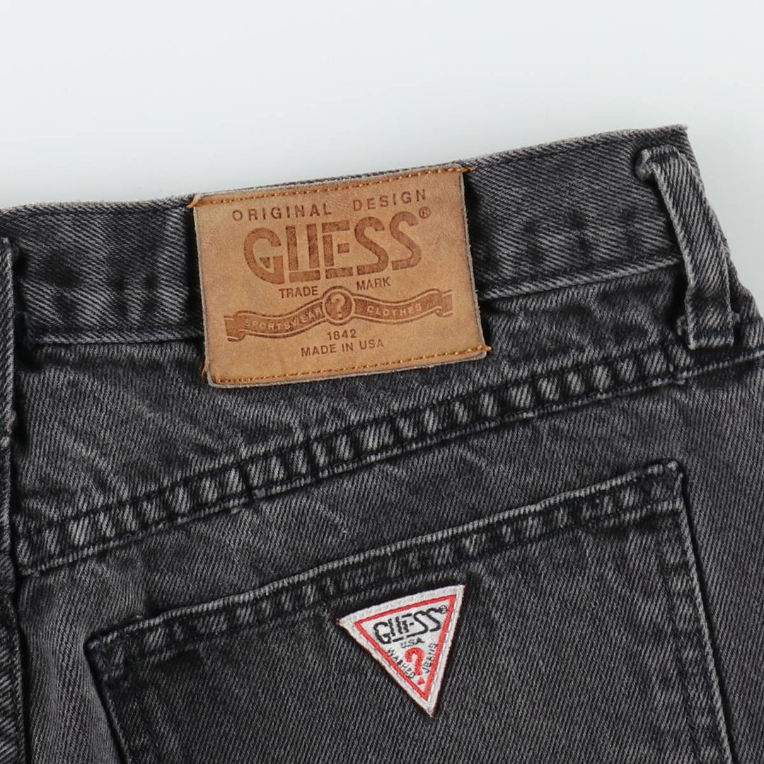 80s-90'S Guess by Georges Marciano denim shorts, made in the USA, women's size XL (equivalent to W31), vintage. cotton black type Vintage Second Hand