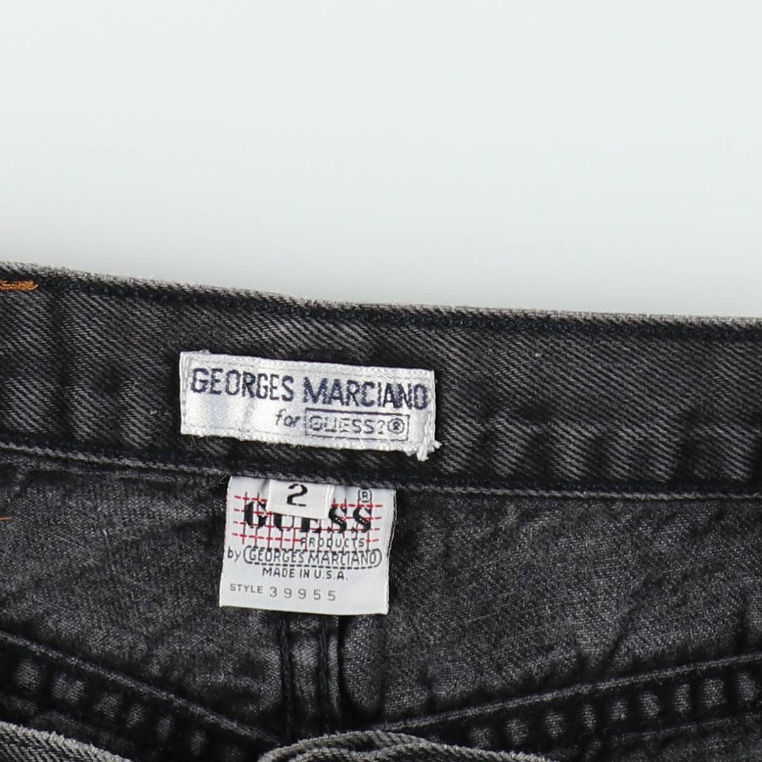 80s-90'S Guess by Georges Marciano denim shorts, made in the USA, women's size XL (equivalent to W31), vintage. cotton black type Vintage Second Hand