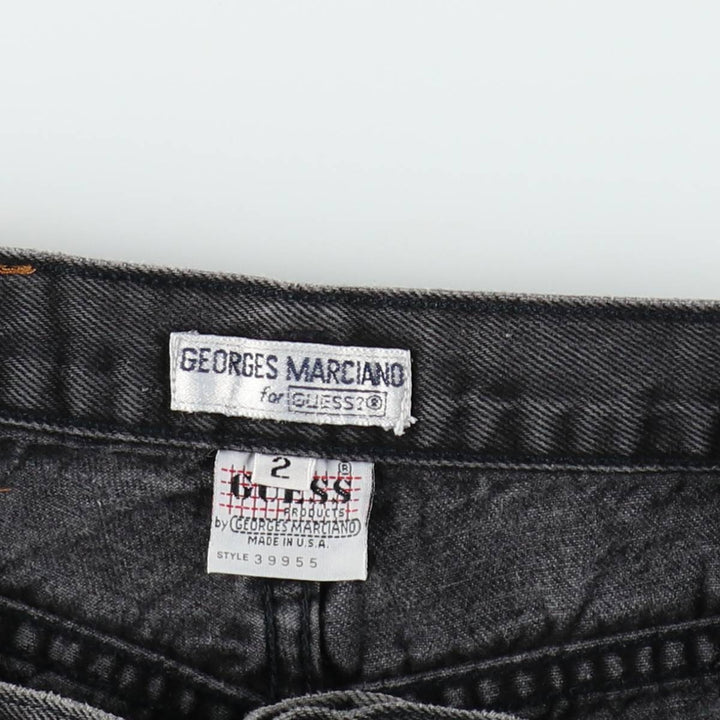 80s-90'S Guess by Georges Marciano denim shorts, made in the USA, women's size XL (equivalent to W31), vintage. cotton black type Vintage Second Hand