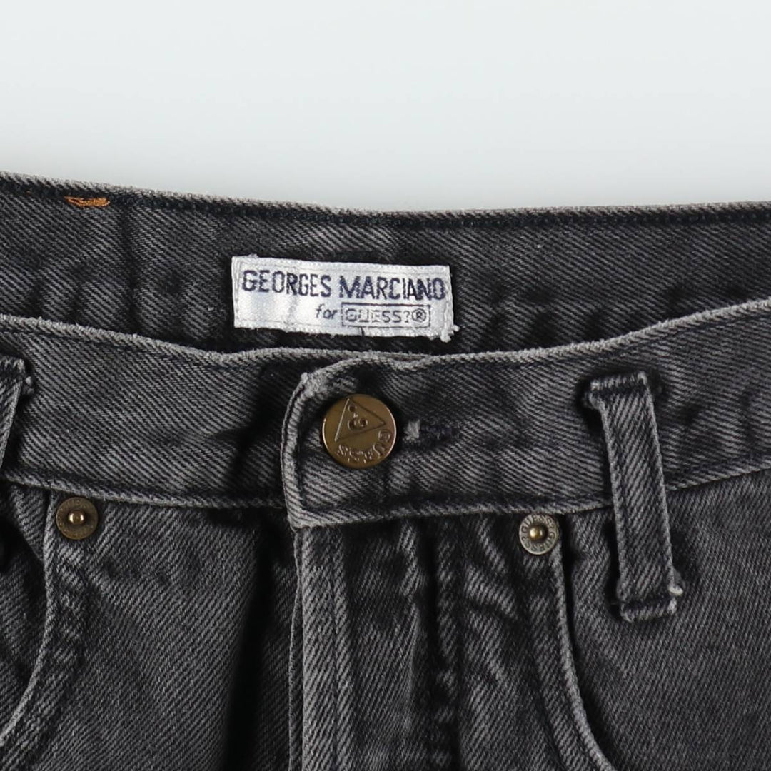80s-90'S Guess by Georges Marciano denim shorts, made in the USA, women's size XL (equivalent to W31), vintage. cotton black type Vintage Second Hand