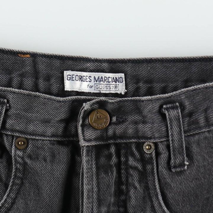 80s-90'S Guess by Georges Marciano denim shorts, made in the USA, women's size XL (equivalent to W31), vintage. cotton black type Vintage Second Hand