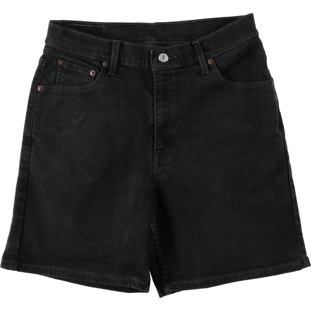 2000'S Levi's 550 Relaxed Fit Black Denim Shorts, Women's Size L (W30 equivalent) cotton black type Vintage Second Hand