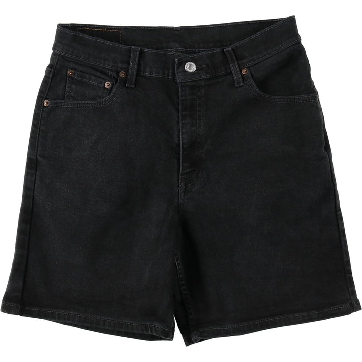2000'S Levi's 550 Relaxed Fit Black Denim Shorts, Women's Size L (W30 equivalent) cotton black type Vintage Second Hand