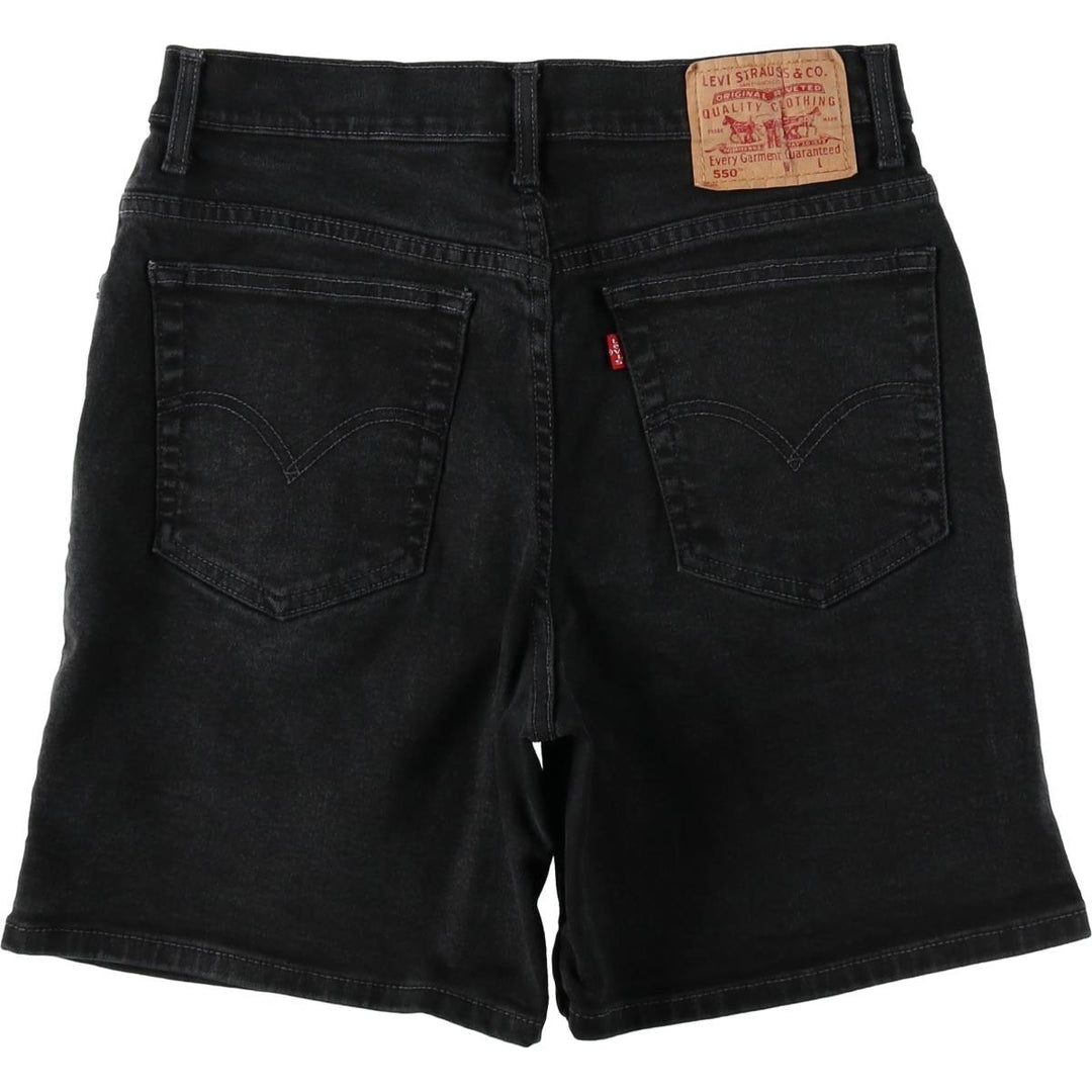 2000'S Levi's 550 Relaxed Fit Black Denim Shorts, Women's Size L (W30 equivalent) cotton black type Vintage Second Hand