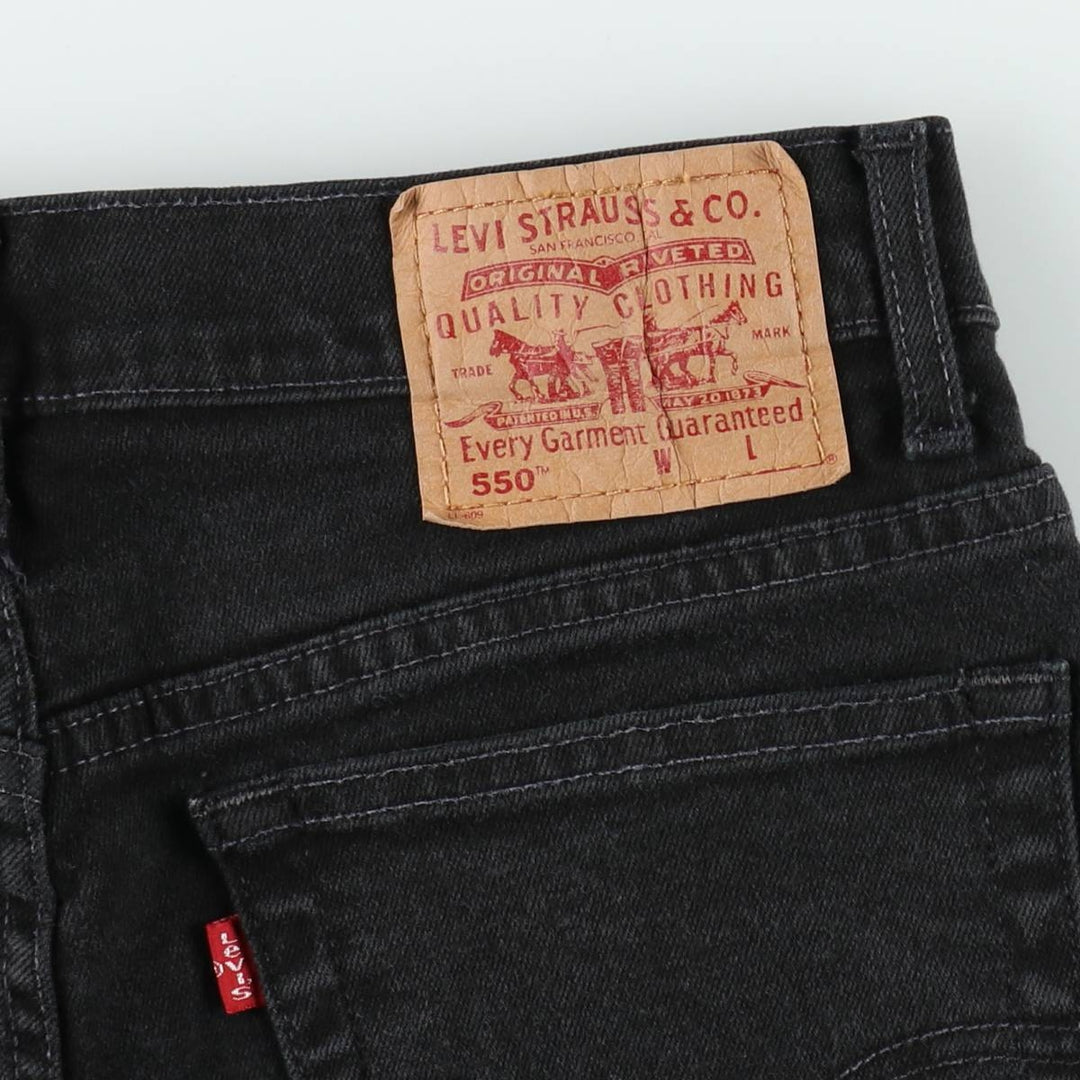 2000'S Levi's 550 Relaxed Fit Black Denim Shorts, Women's Size L (W30 equivalent) cotton black type Vintage Second Hand