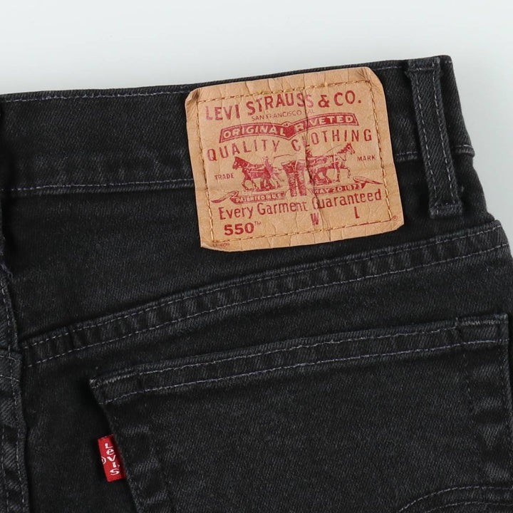 2000'S Levi's 550 Relaxed Fit Black Denim Shorts, Women's Size L (W30 equivalent) cotton black type Vintage Second Hand