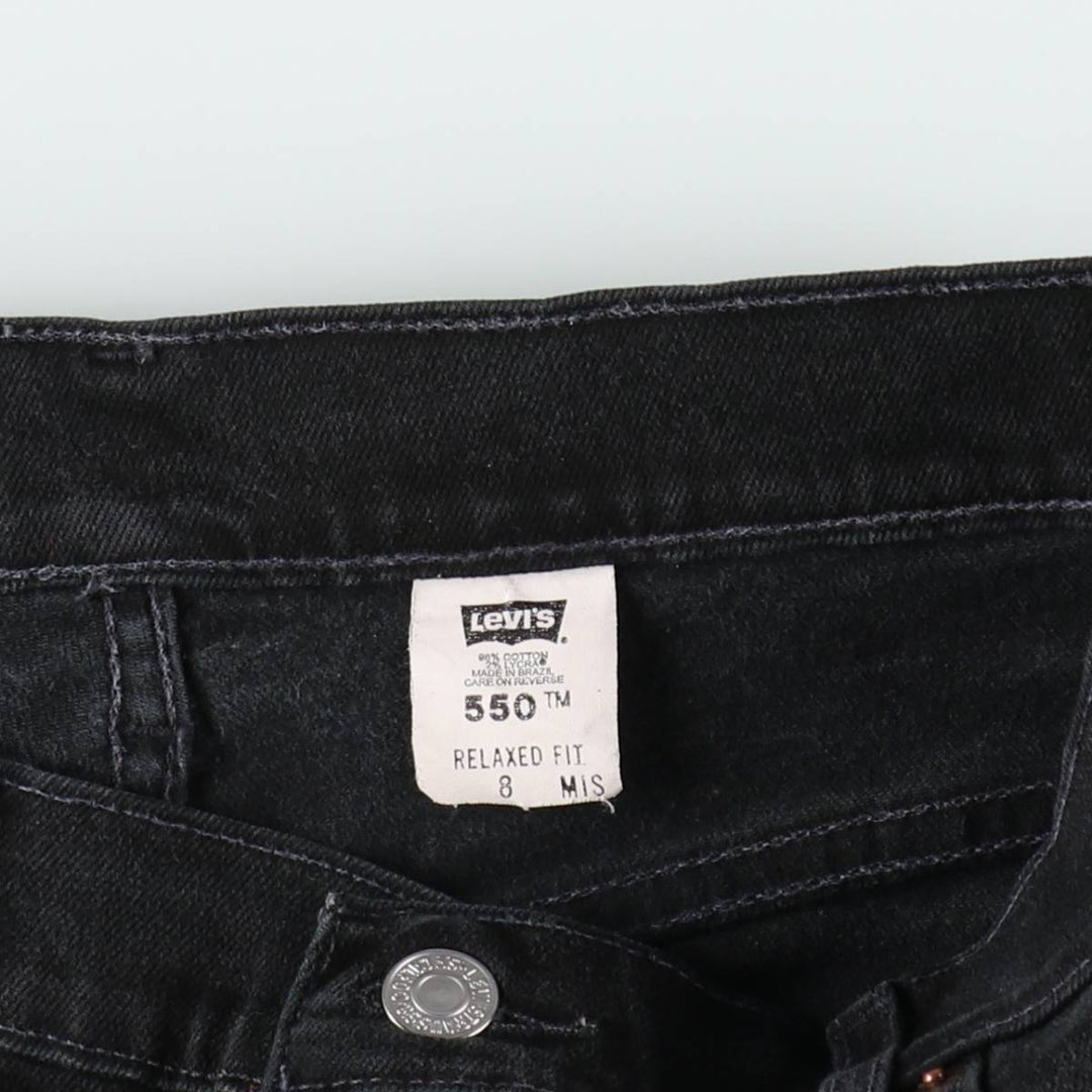 2000'S Levi's 550 Relaxed Fit Black Denim Shorts, Women's Size L (W30 equivalent) cotton black type Vintage Second Hand