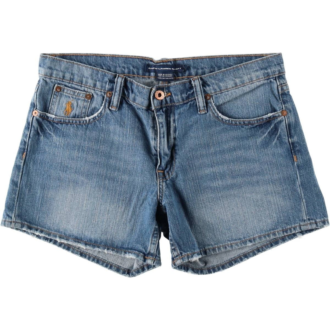 Ralph Lauren RALPH LAUREN SPORT denim shorts, women's size XXL (equivalent to W34). cotton blue type Vintage Second Hand