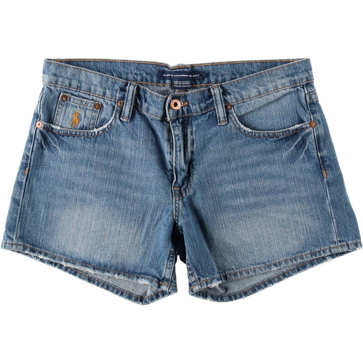 Ralph Lauren RALPH LAUREN SPORT denim shorts, women's size XXL (equivalent to W34). cotton blue type Vintage Second Hand