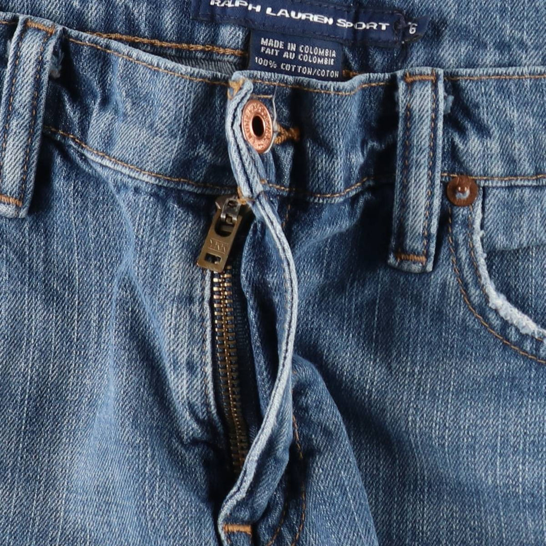 Ralph Lauren RALPH LAUREN SPORT denim shorts, women's size XXL (equivalent to W34). cotton blue type Vintage Second Hand