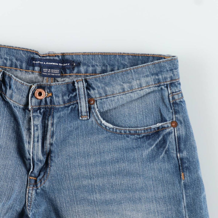 Ralph Lauren RALPH LAUREN SPORT denim shorts, women's size XXL (equivalent to W34). cotton blue type Vintage Second Hand