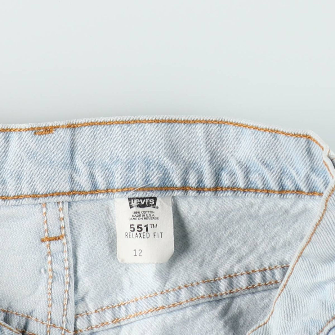90'S Levi's 551 Relaxed Fit Denim Shorts, Made in USA, Women's XL (equivalent to W31), Vintage. cotton Blue type light blue Vintage Second Hand