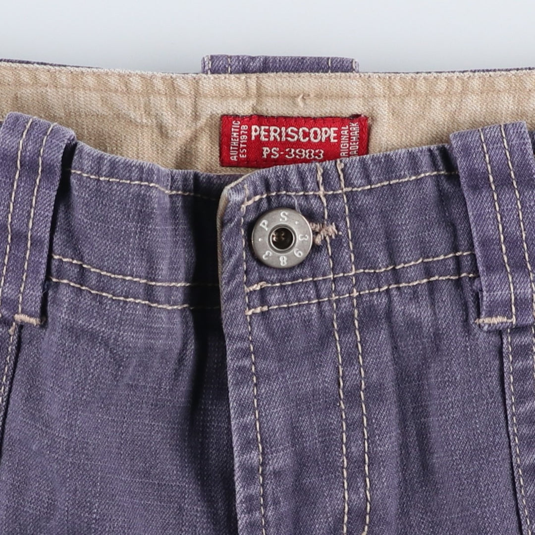 PERISCOPE Flare Cut Denim Pants, Women's XL (equivalent to W32) cotton navy blue type Vintage Second Hand