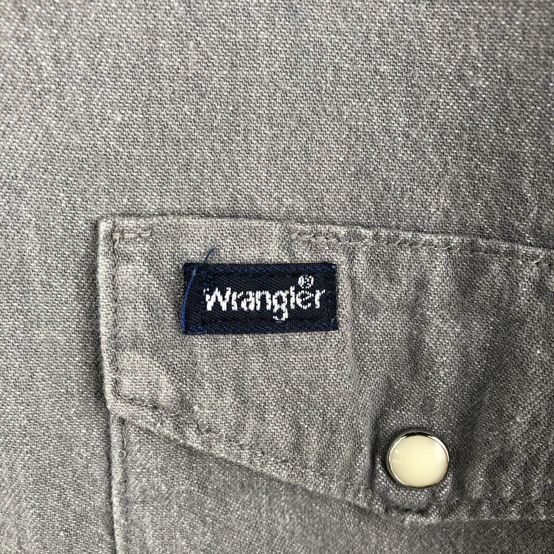 80s-90'S Wrangler X-LONG TAILS Long-Sleeve Denim Western Shirt, Made in USA, Men's Size L (Equivalent), Vintage cotton gray type Vintage Second Hand