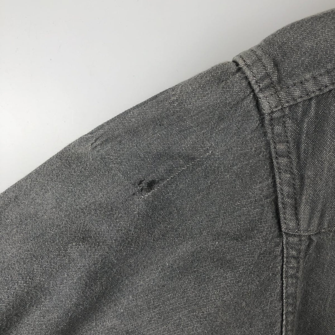 80s-90'S Wrangler X-LONG TAILS Long-Sleeve Denim Western Shirt, Made in USA, Men's Size L (Equivalent), Vintage cotton gray type Vintage Second Hand