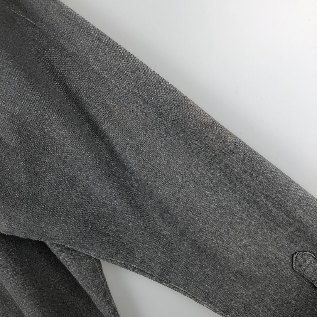 80s-90'S Wrangler X-LONG TAILS Long-Sleeve Denim Western Shirt, Made in USA, Men's Size L (Equivalent), Vintage cotton gray type Vintage Second Hand