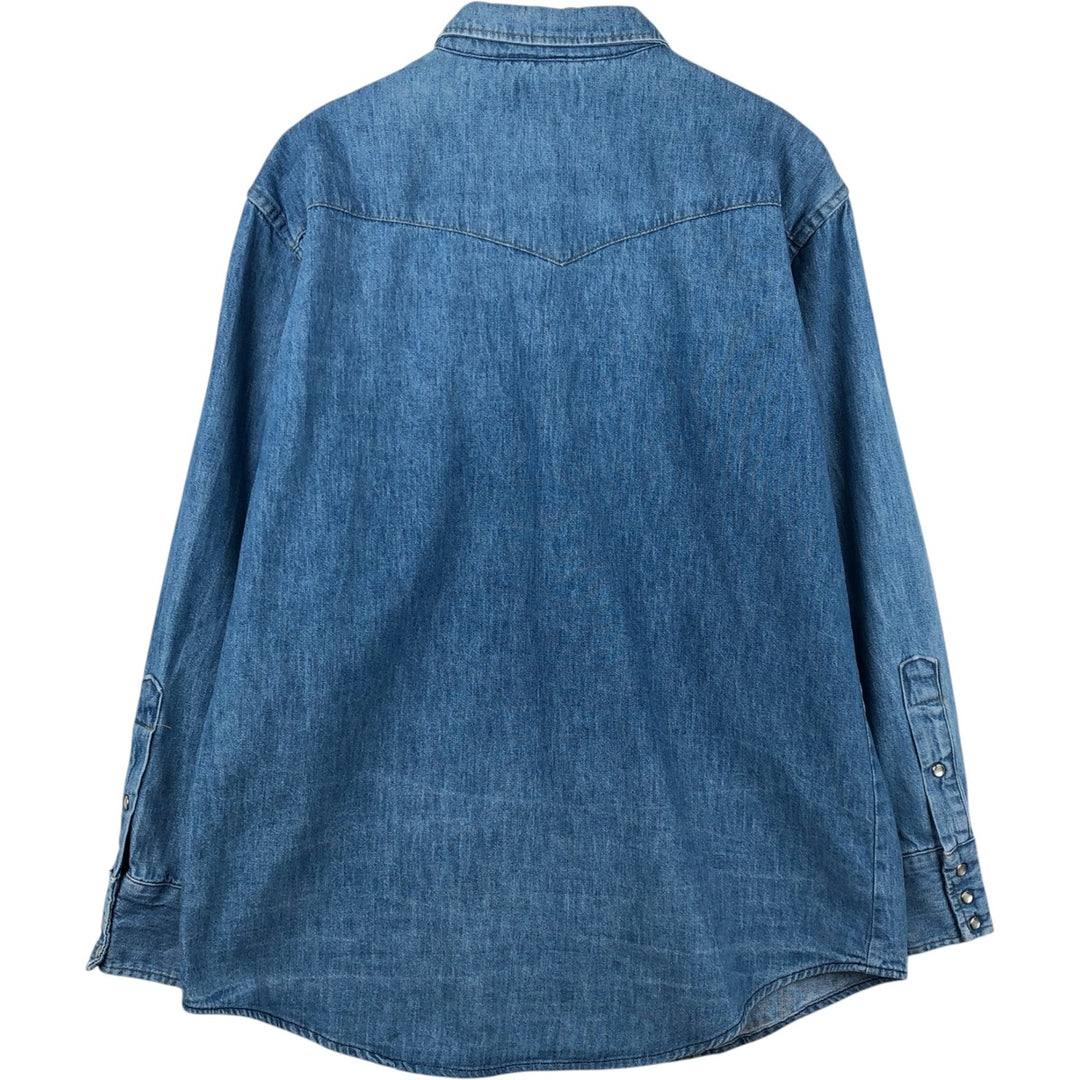 80'S Big Mac Long-Sleeve Denim Western Shirt, Men's Size L (Equivalent), Vintage unclear blue type Vintage Second Hand