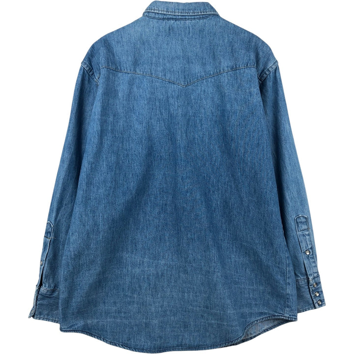 80'S Big Mac Long-Sleeve Denim Western Shirt, Men's Size L (Equivalent), Vintage unclear blue type Vintage Second Hand