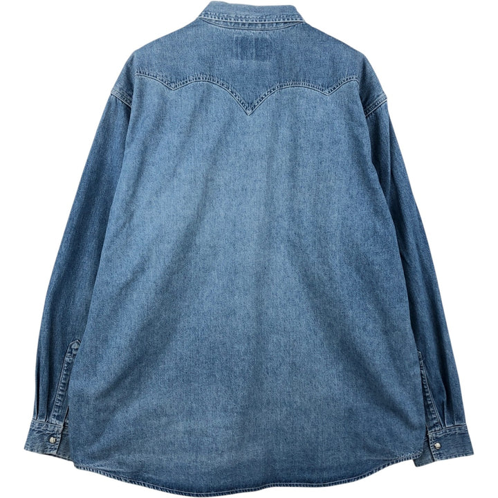 90'S Levi's Long-Sleeve Denim Western Shirt, Men's Size XL (approx.) unclear blue type Vintage Second Hand