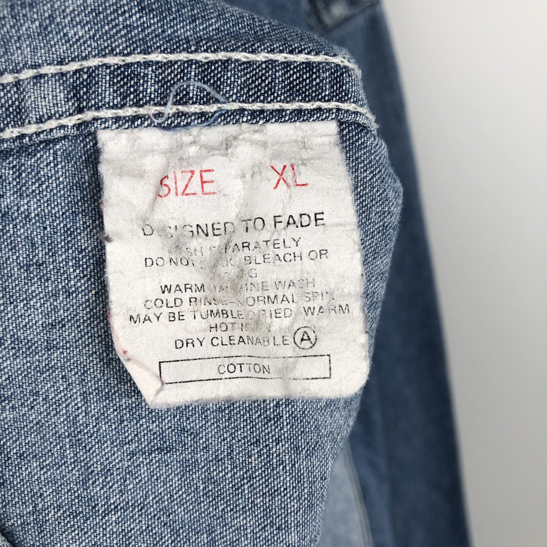 90'S Levi's Long-Sleeve Denim Western Shirt, Men's Size XL (approx.) unclear blue type Vintage Second Hand