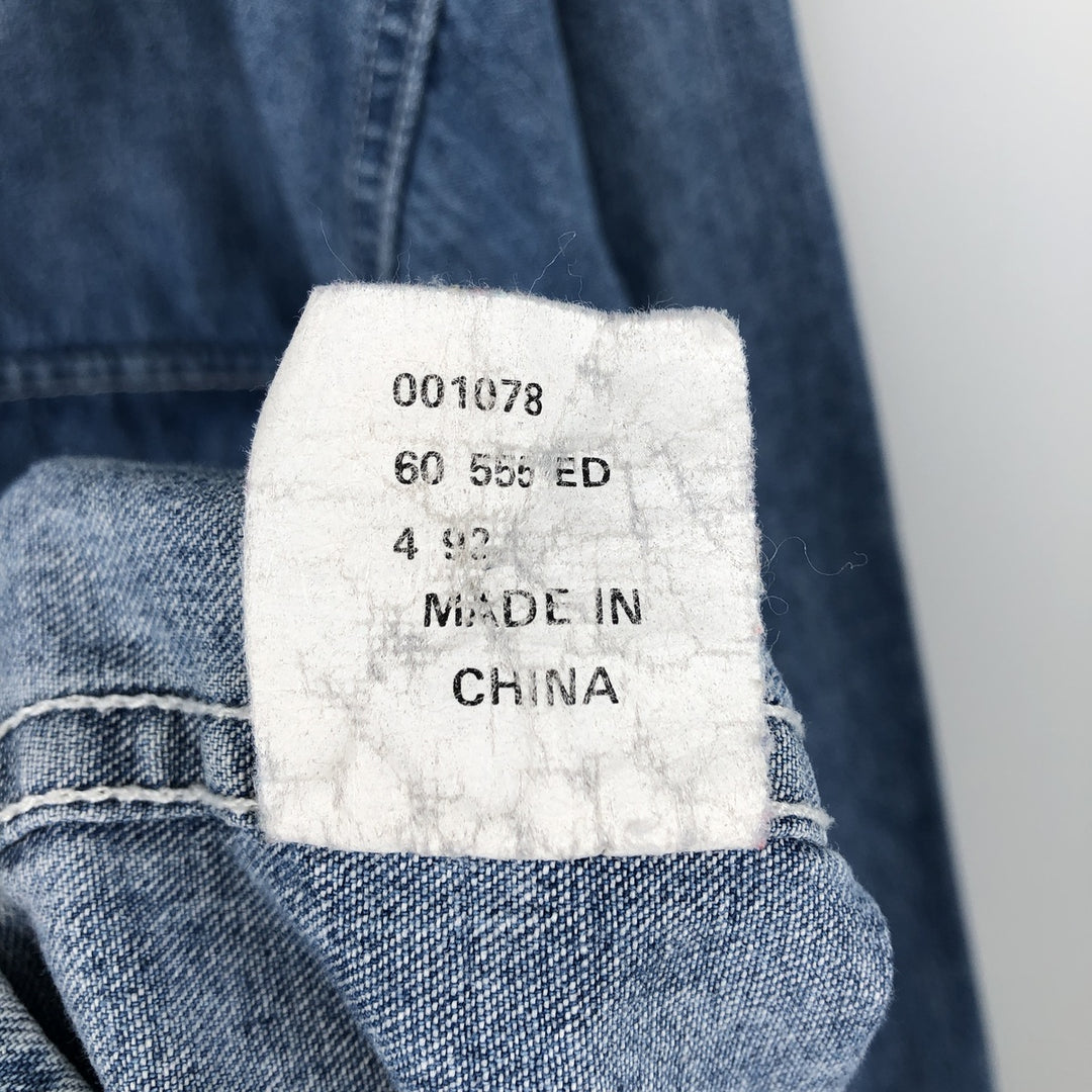 90'S Levi's Long-Sleeve Denim Western Shirt, Men's Size XL (approx.) unclear blue type Vintage Second Hand
