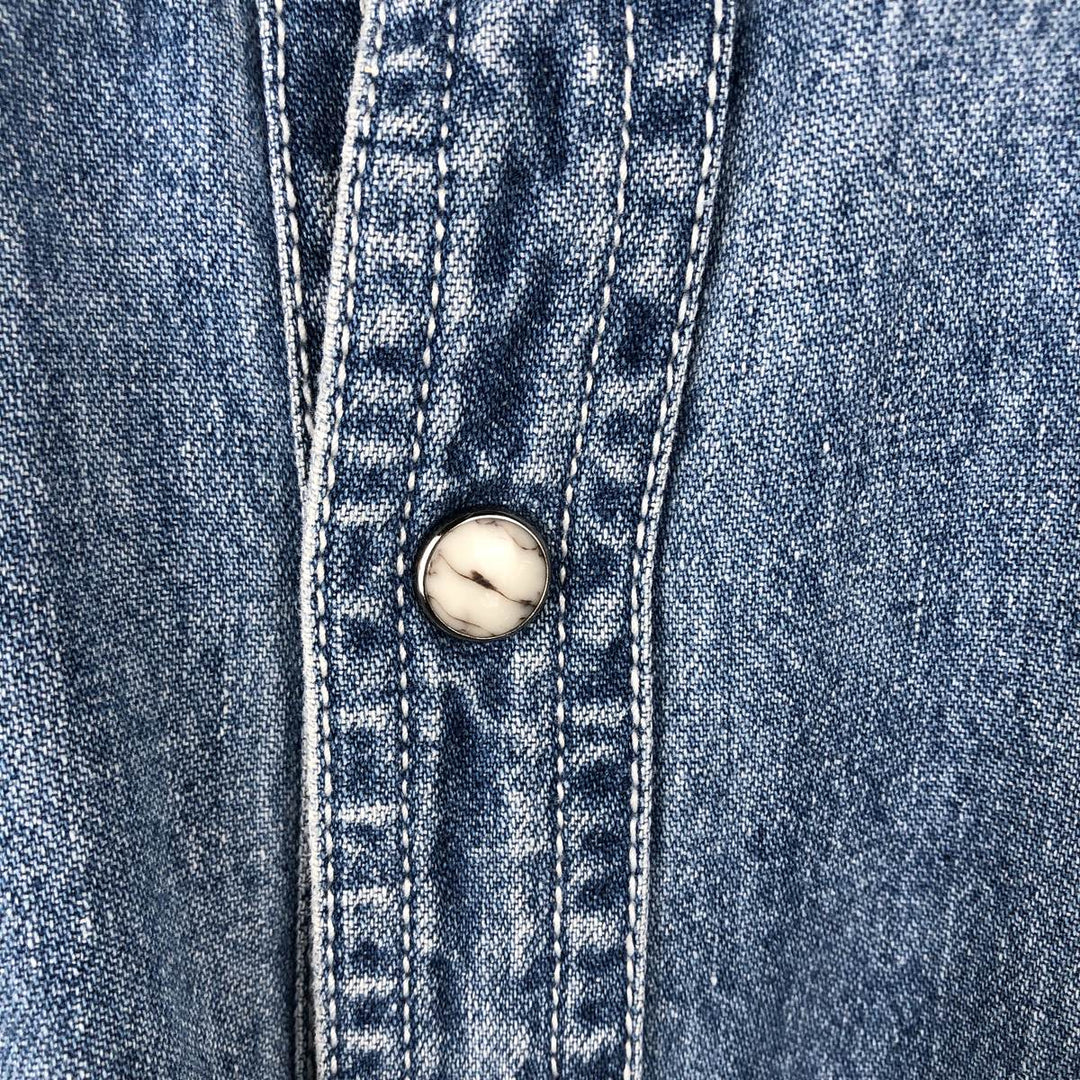 90'S Levi's Long-Sleeve Denim Western Shirt, Men's Size XL (approx.) unclear blue type Vintage Second Hand