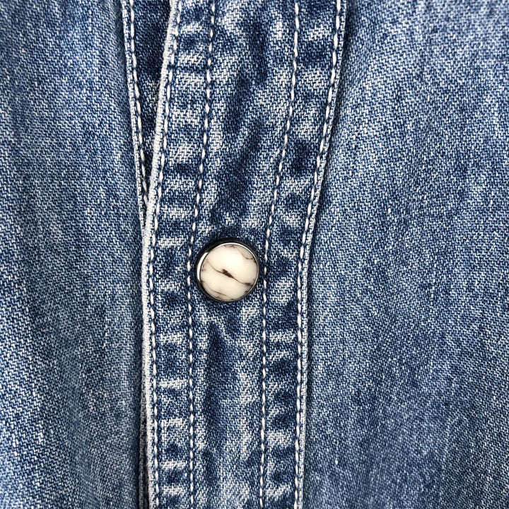 90'S Levi's Long-Sleeve Denim Western Shirt, Men's Size XL (approx.) unclear blue type Vintage Second Hand