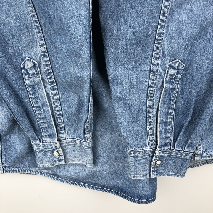 90'S Levi's Long-Sleeve Denim Western Shirt, Men's Size XL (approx.) unclear blue type Vintage Second Hand