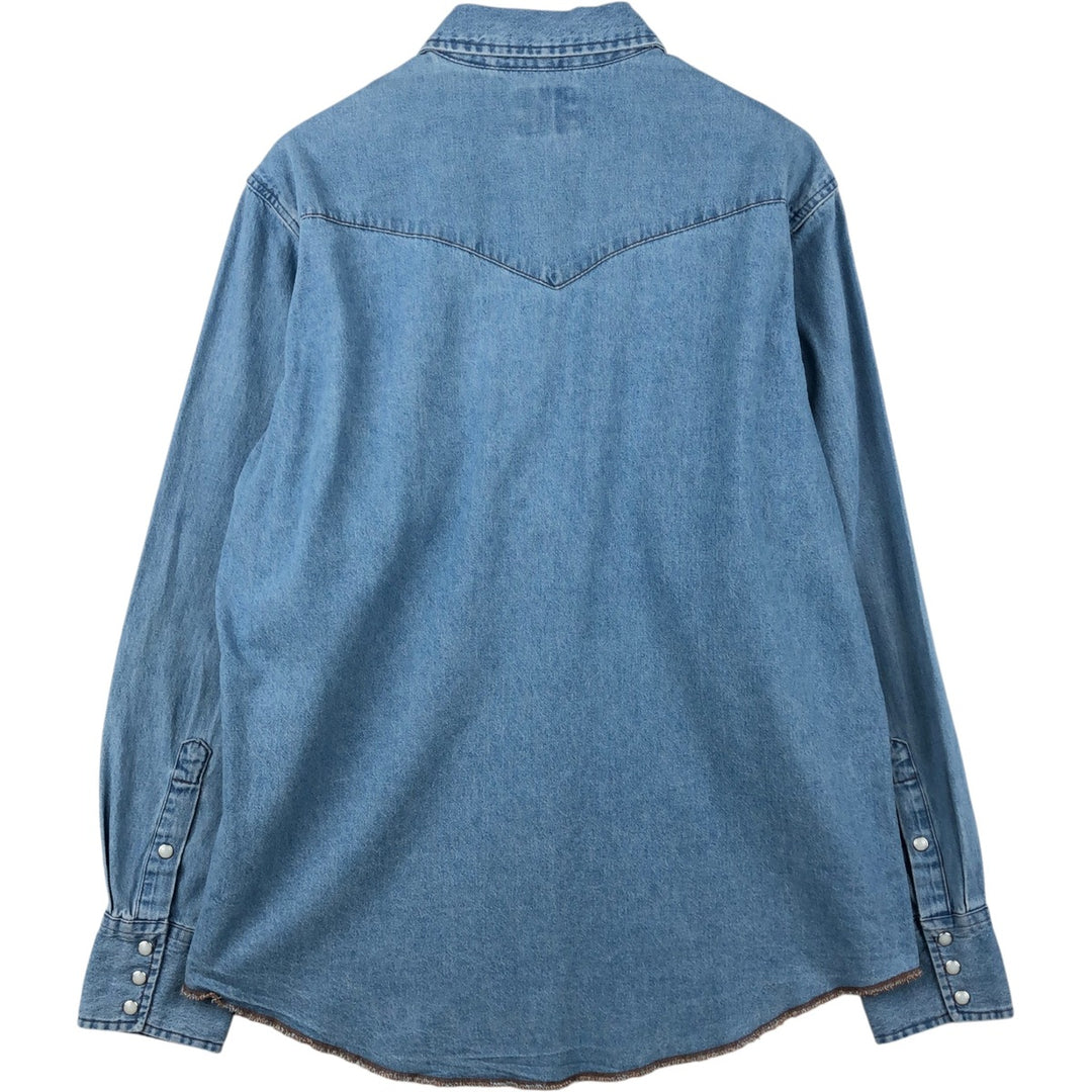 Wrangler Long Sleeve Denim Western Shirt, Men's Size L cotton blue type Vintage Second Hand