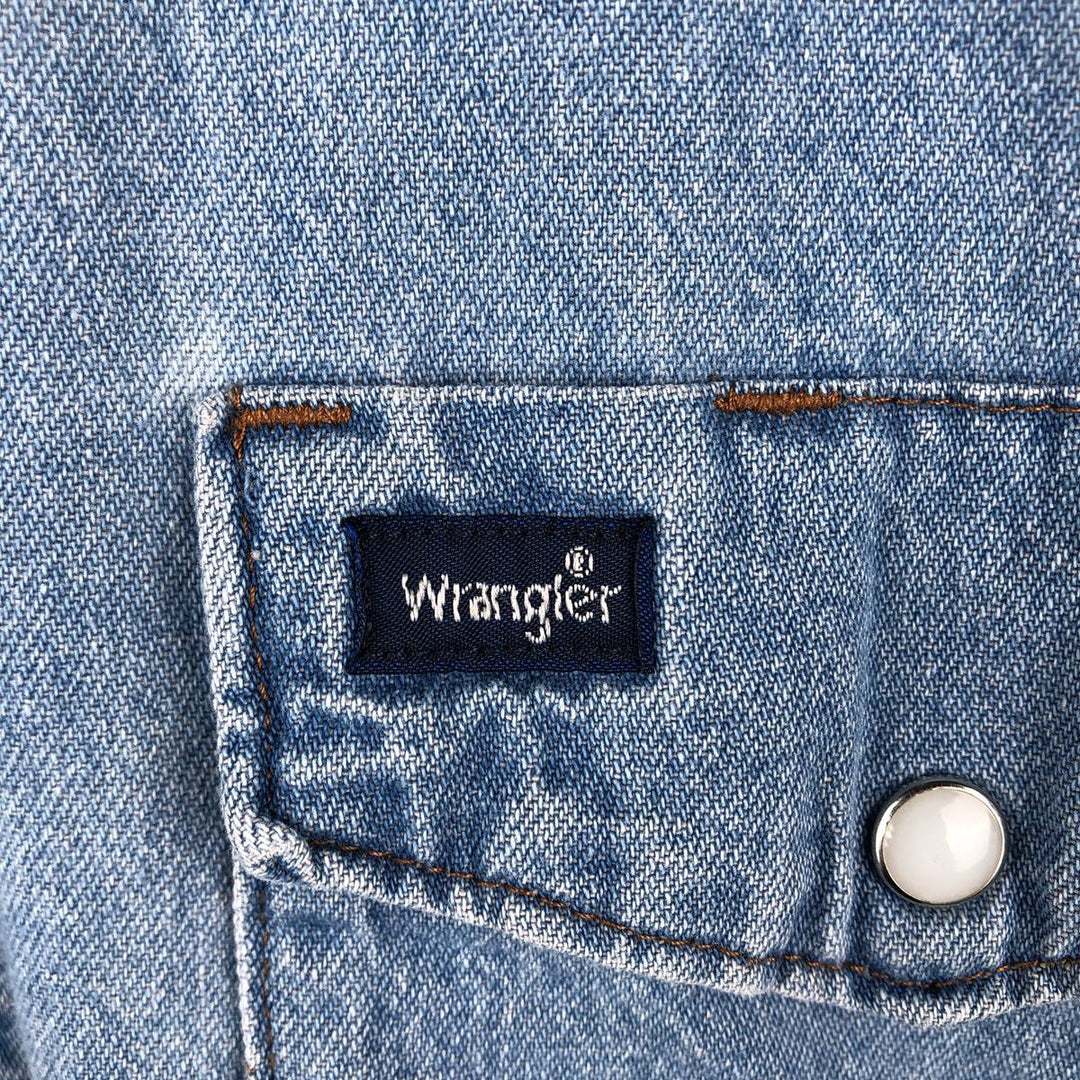 Wrangler Long Sleeve Denim Western Shirt, Men's Size L cotton blue type Vintage Second Hand