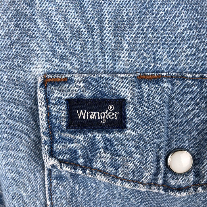 Wrangler Long Sleeve Denim Western Shirt, Men's Size L cotton blue type Vintage Second Hand