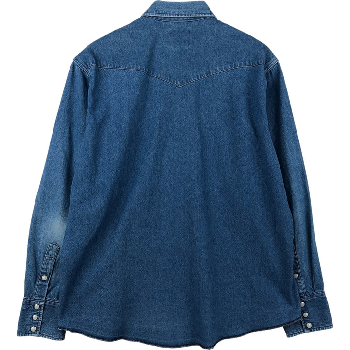 Vintage 90'S Wrangler Long Sleeve Denim Western Shirt, Men's Size XL unclear blue type Vintage Second Hand