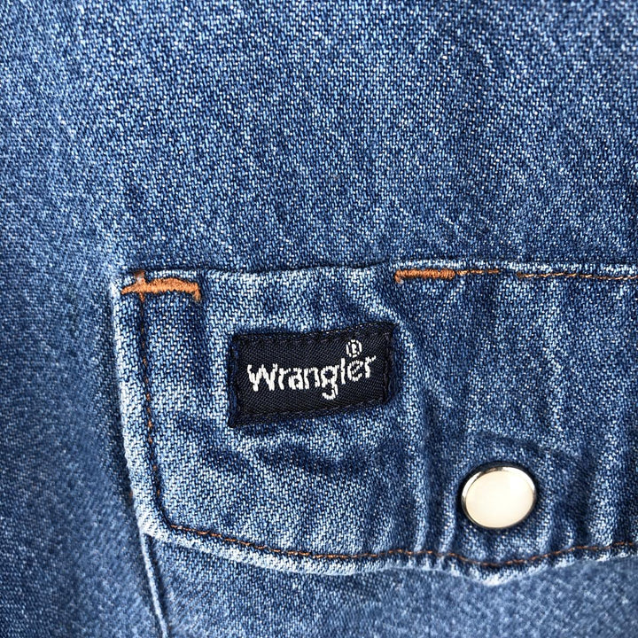 Vintage 90'S Wrangler Long Sleeve Denim Western Shirt, Men's Size XL unclear blue type Vintage Second Hand