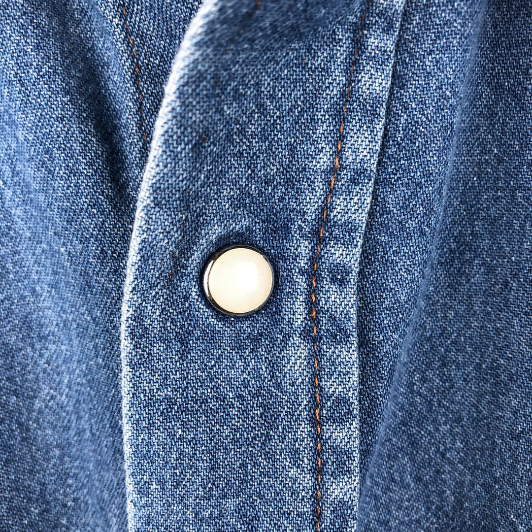 Vintage 90'S Wrangler Long Sleeve Denim Western Shirt, Men's Size XL unclear blue type Vintage Second Hand