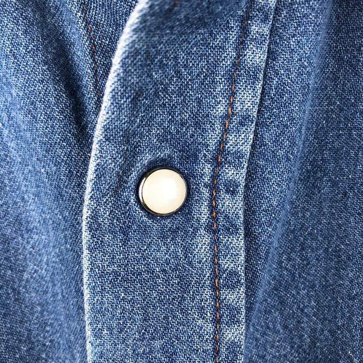 Vintage 90'S Wrangler Long Sleeve Denim Western Shirt, Men's Size XL unclear blue type Vintage Second Hand